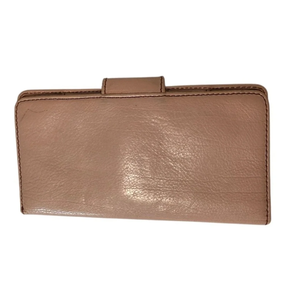 Marc Jacobs Blush Burgundy lining Leather Bifold Wallet Push Lock Made in Italy